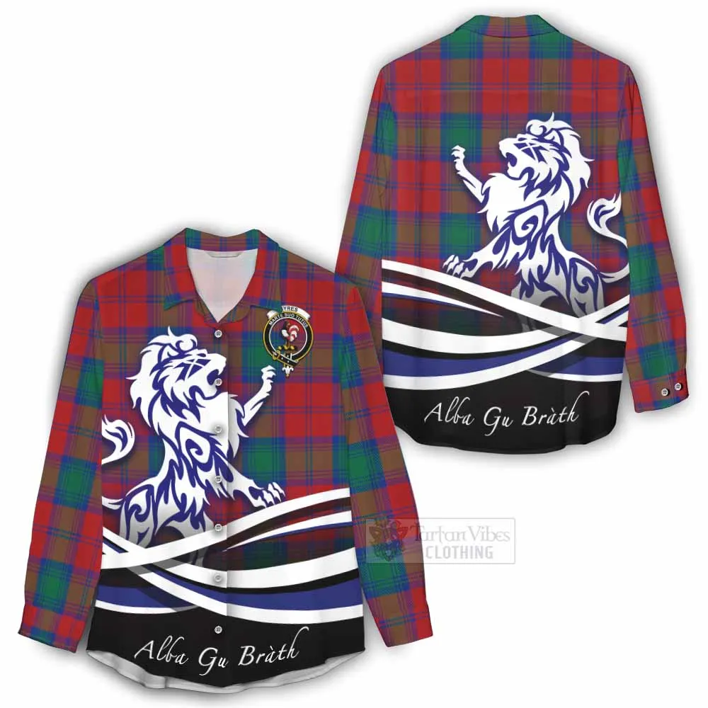 Byres (Byses) Tartan Women's Casual Shirt with Alba Gu Brath Regal Lion Emblem