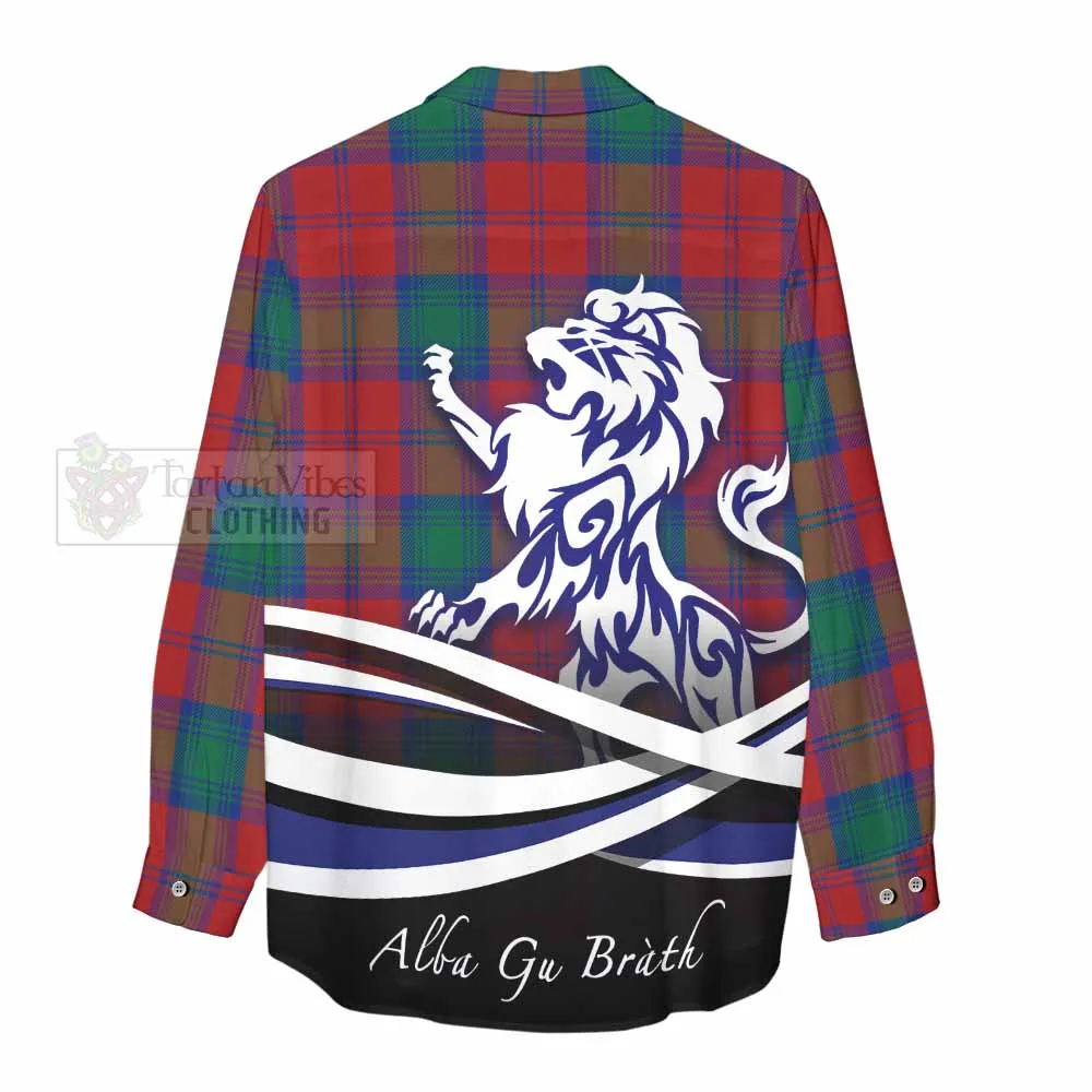 Byres (Byses) Tartan Women's Casual Shirt with Alba Gu Brath Regal Lion Emblem