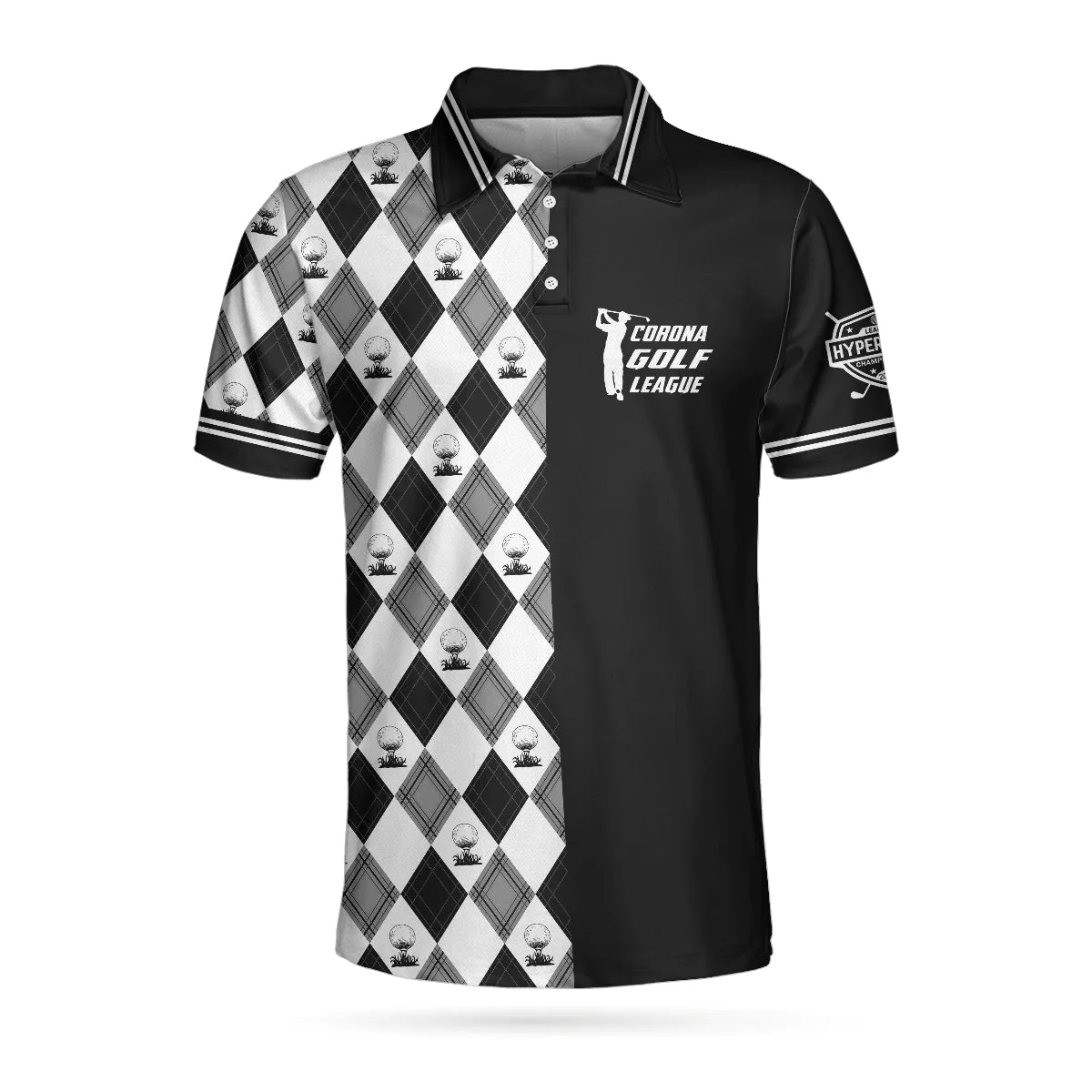 C-Golf League Customer Custom Polo Shirt, Argyle Pattern Polo Shirt, Best Golf Shirt For Men Coolspod