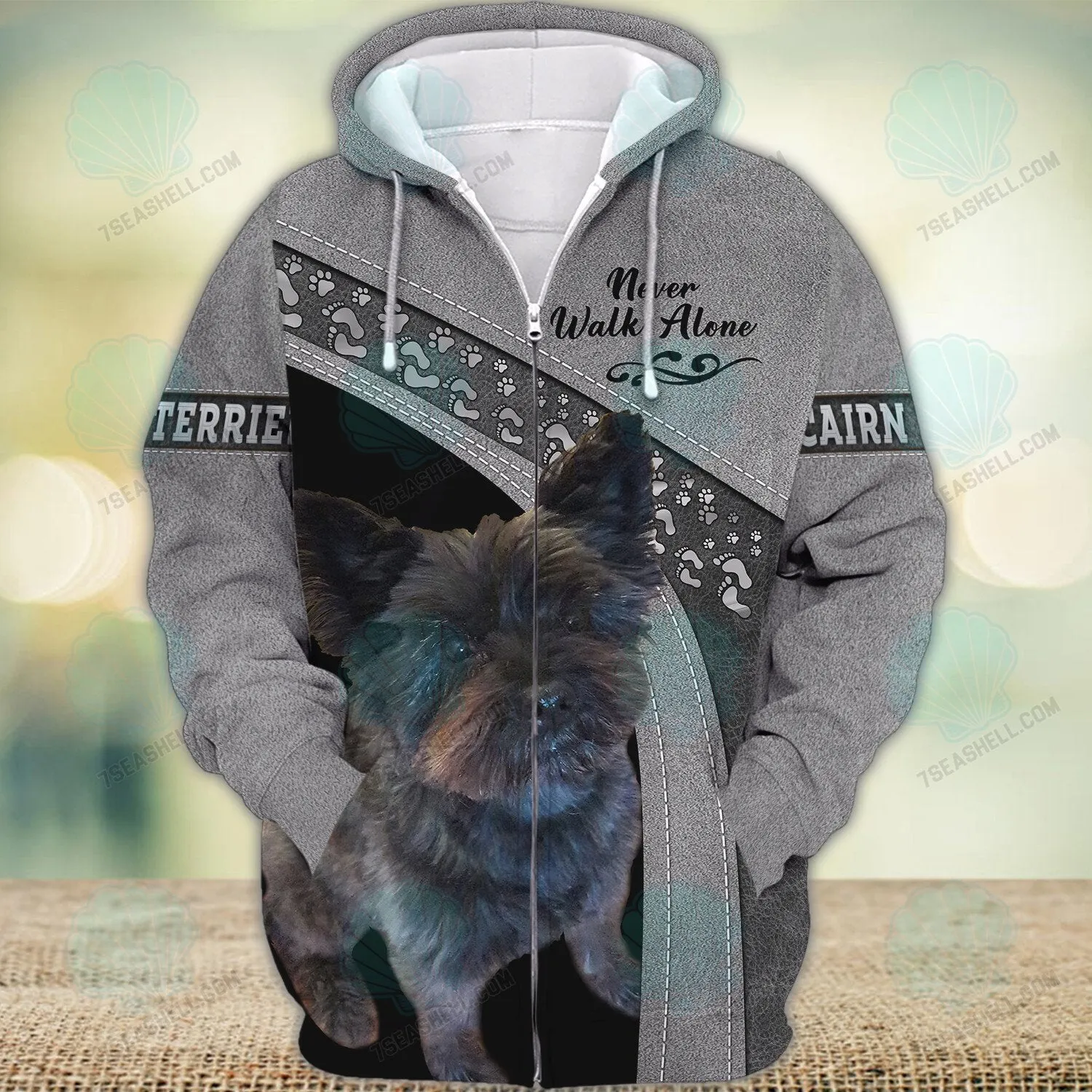 Cairn Terrier Never Walk Alone 3D Full Print Shirts, Dog Memorial Gifts for loss of Dog, Christmas Shirt for Dog Lovers