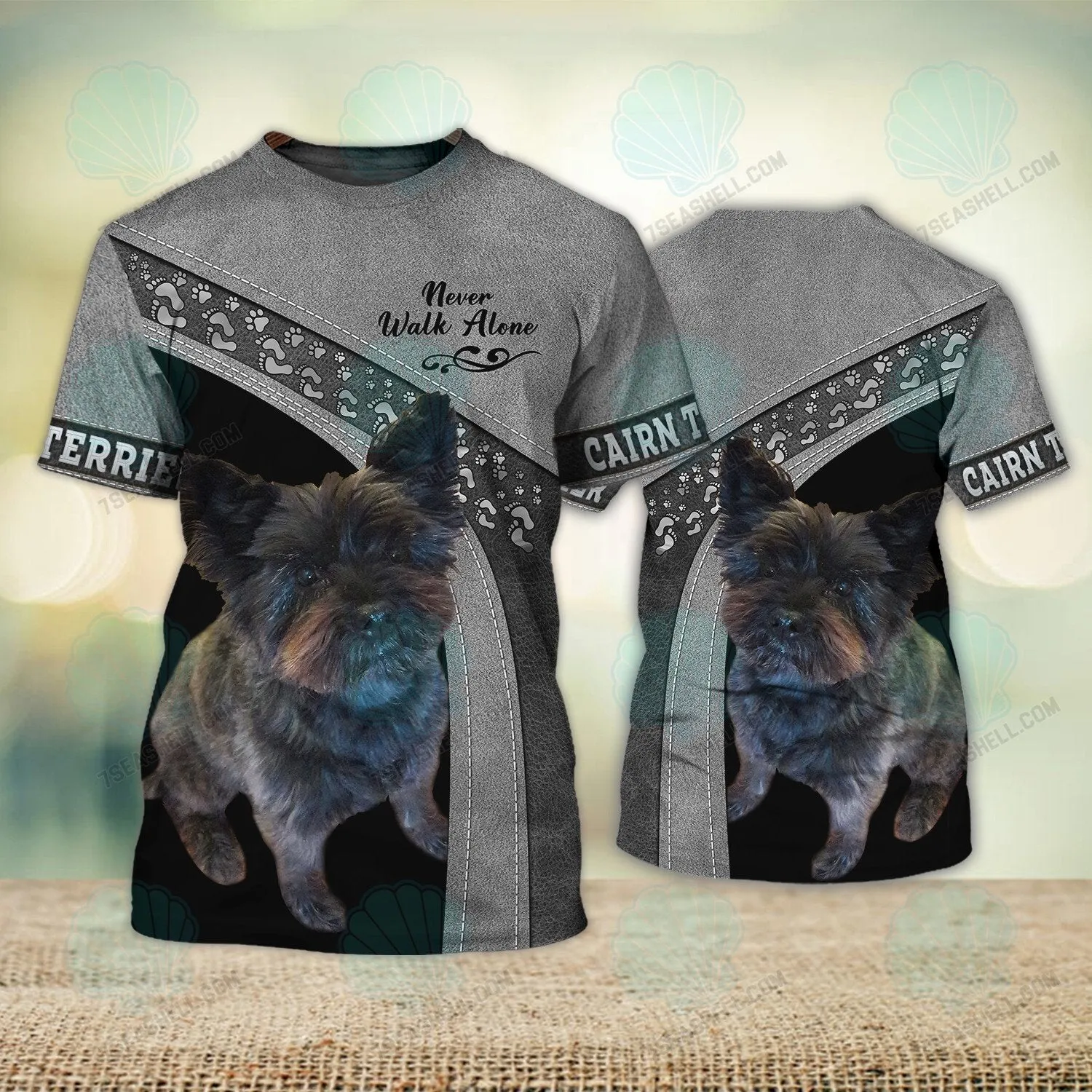 Cairn Terrier Never Walk Alone 3D Full Print Shirts, Dog Memorial Gifts for loss of Dog, Christmas Shirt for Dog Lovers