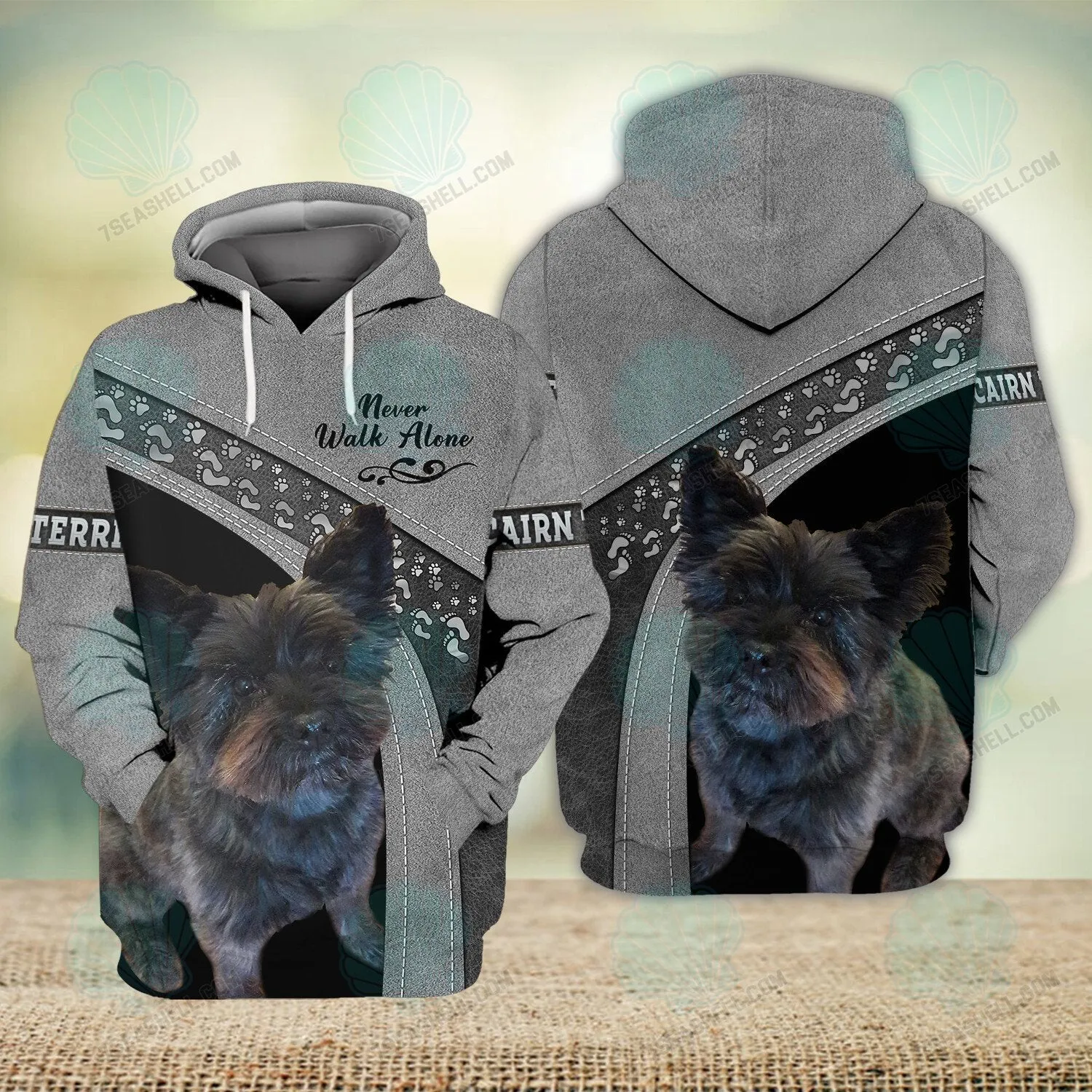 Cairn Terrier Never Walk Alone 3D Full Print Shirts, Dog Memorial Gifts for loss of Dog, Christmas Shirt for Dog Lovers