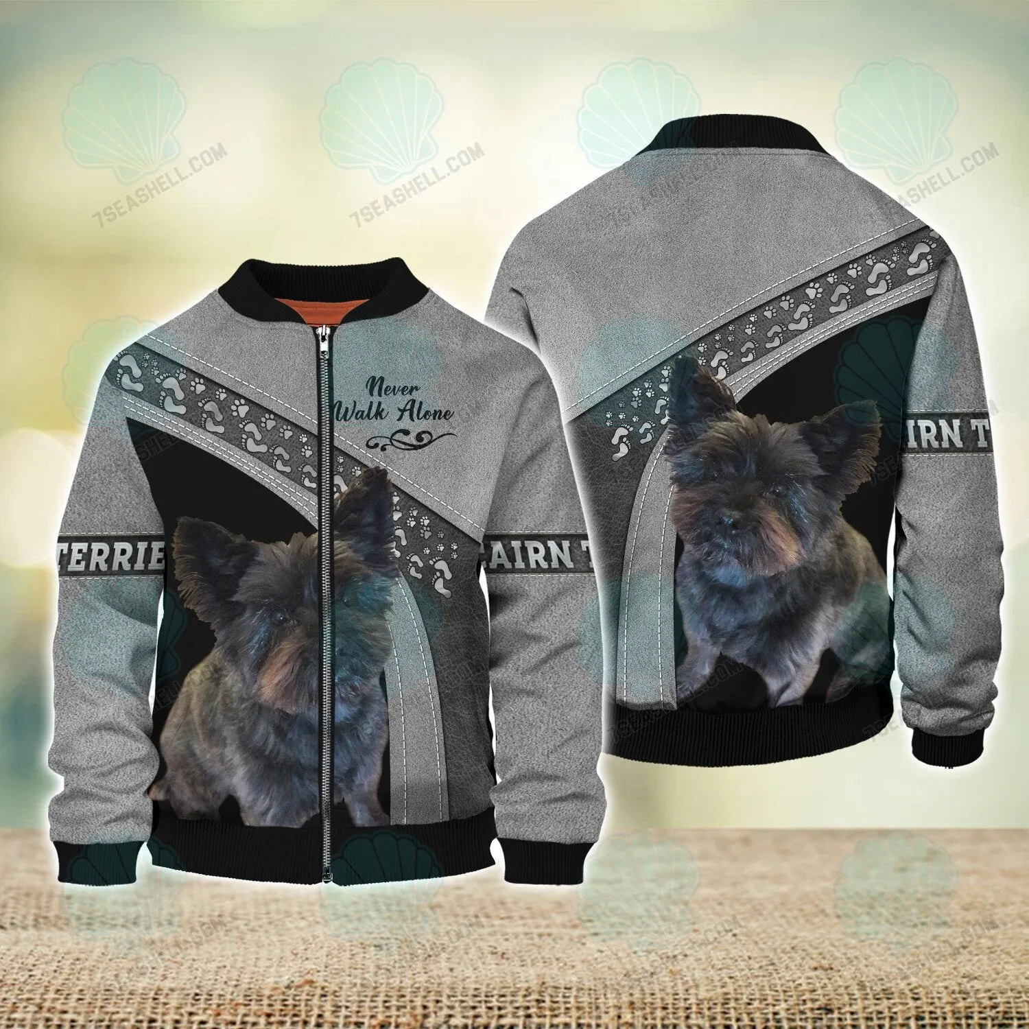 Cairn Terrier Never Walk Alone 3D Full Print Shirts, Dog Memorial Gifts for loss of Dog, Christmas Shirt for Dog Lovers