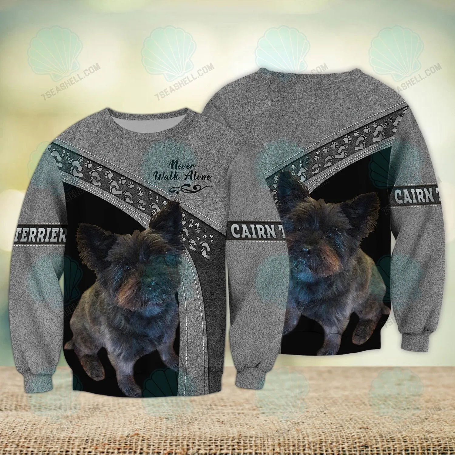 Cairn Terrier Never Walk Alone 3D Full Print Shirts, Dog Memorial Gifts for loss of Dog, Christmas Shirt for Dog Lovers