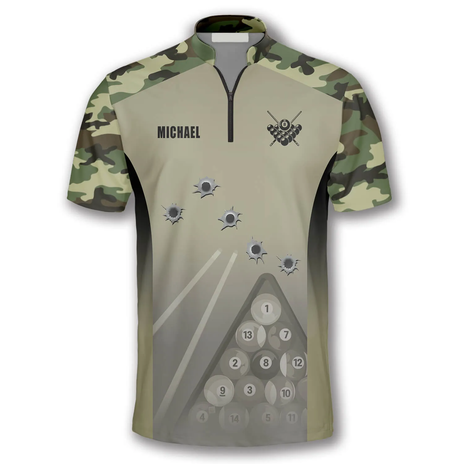 Camouflage Gun Holes Custom Billiard Jerseys for Men, Idea Gift for Billiard Player, Gift for Him