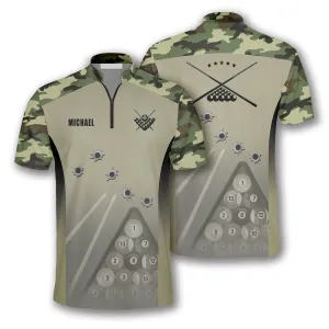 Camouflage Gun Holes Custom Billiard Jerseys for Men, Idea Gift for Billiard Player, Gift for Him