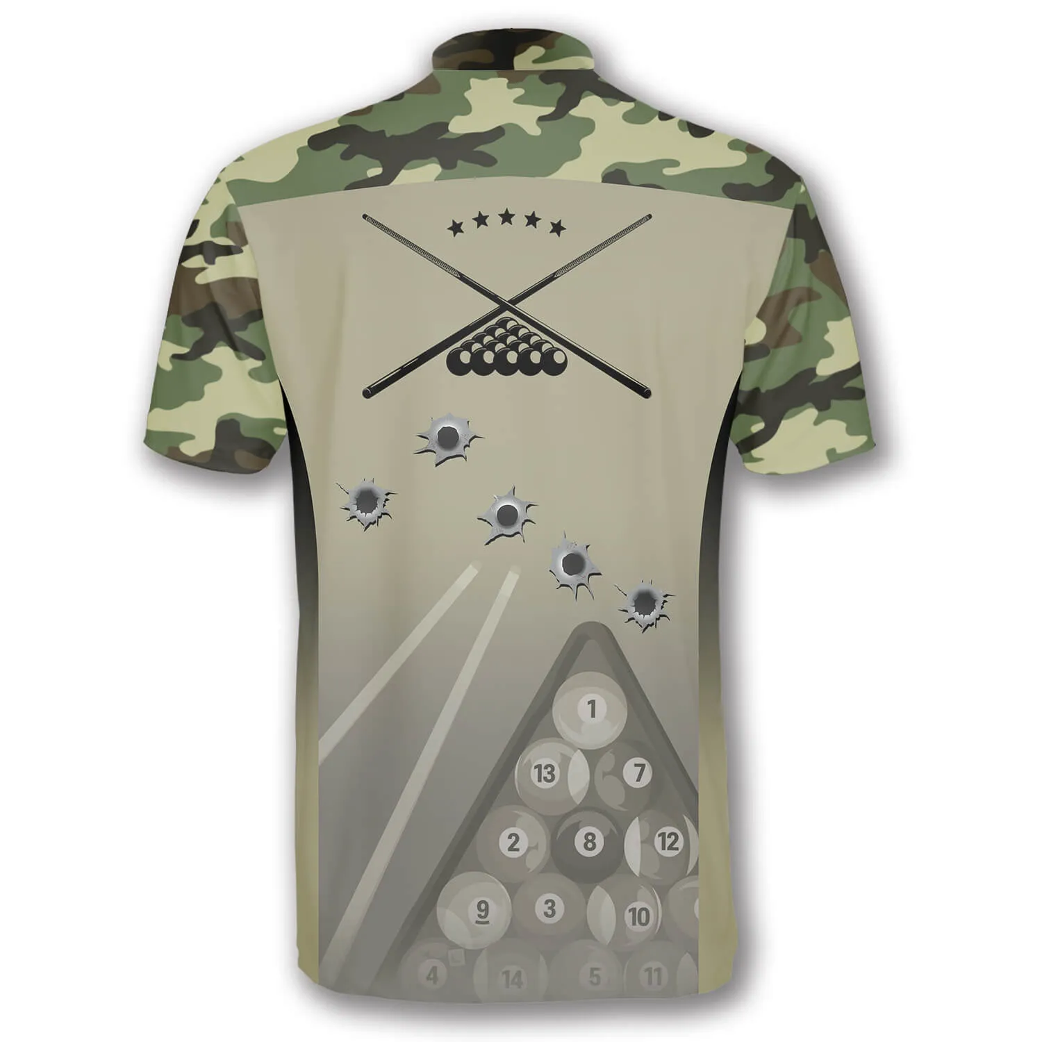 Camouflage Gun Holes Custom Billiard Jerseys for Men, Idea Gift for Billiard Player, Gift for Him