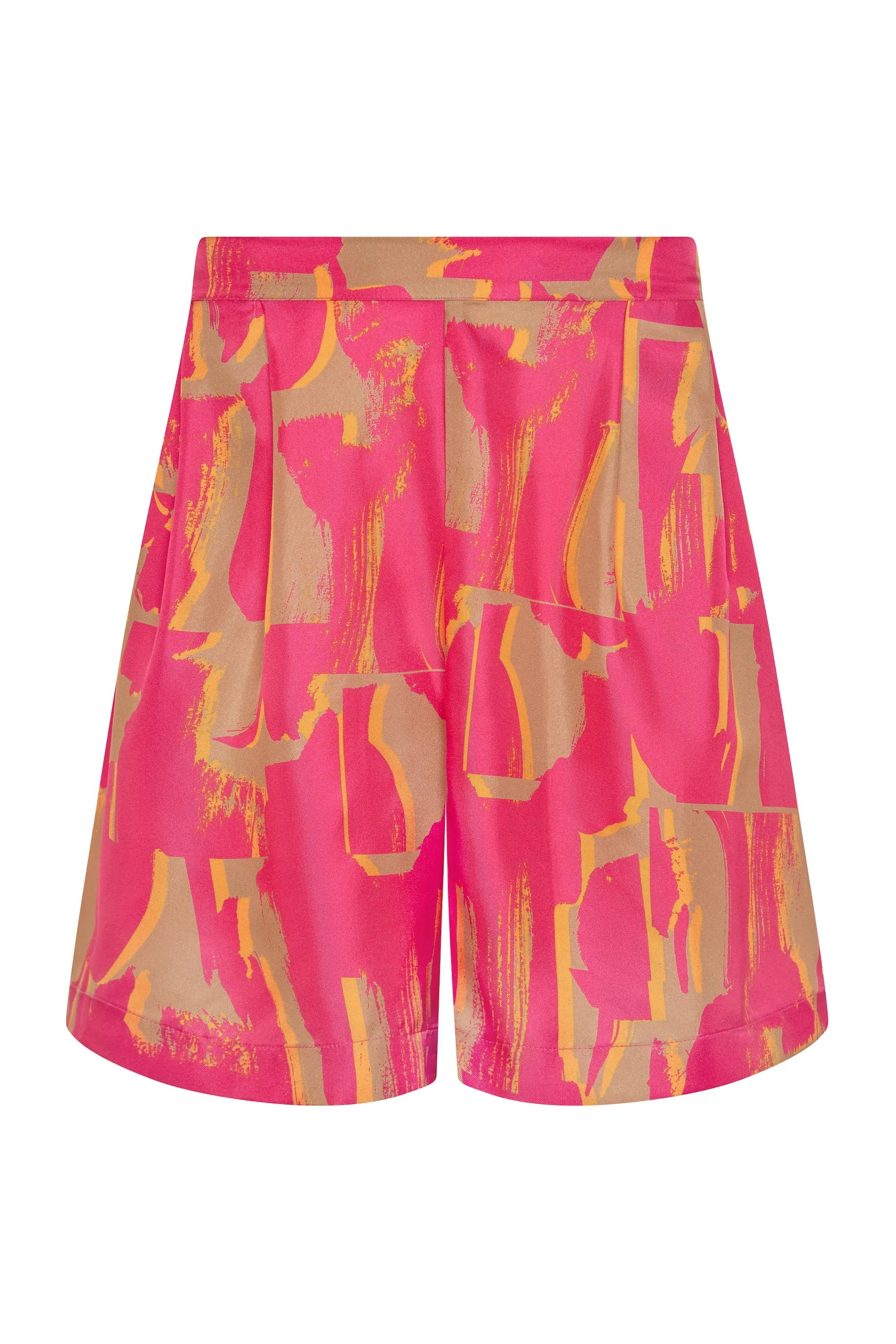 Carros Short Brush Stroke Pink Silk Twill