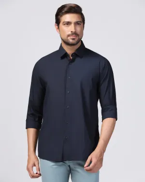 Casual Navy Solid Shirt - Lujo