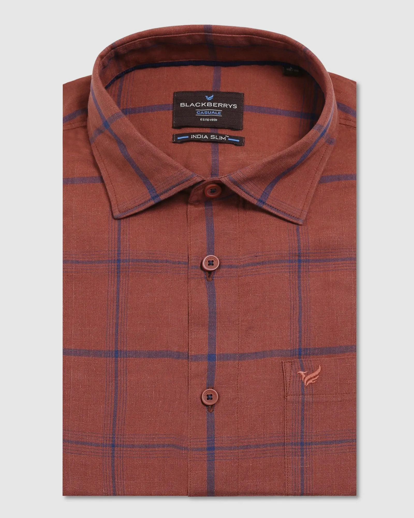 Casual Rust Check Shirt - Kazo