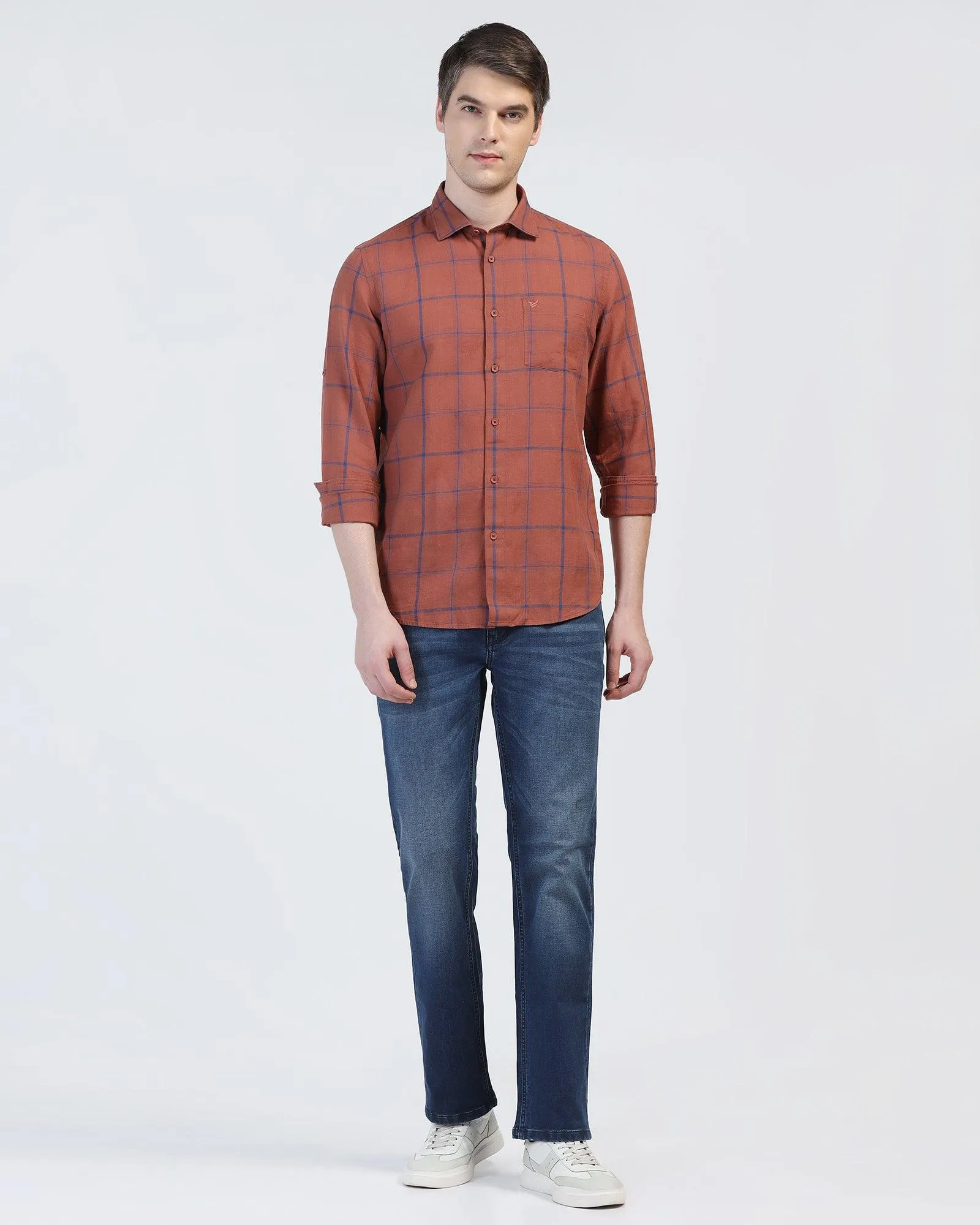 Casual Rust Check Shirt - Kazo