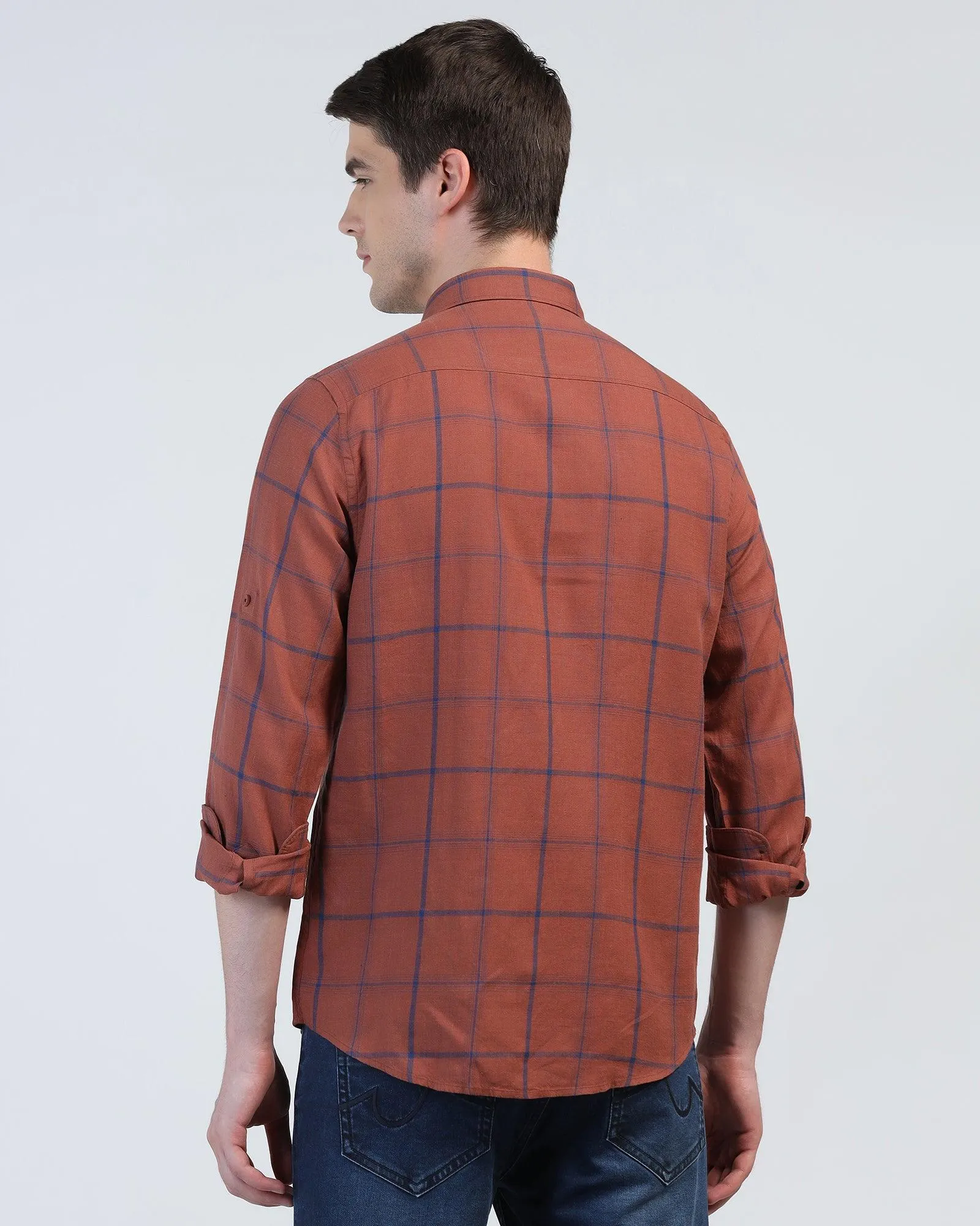 Casual Rust Check Shirt - Kazo