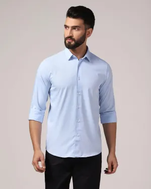 Casual Sky Blue Solid Shirt - Polly