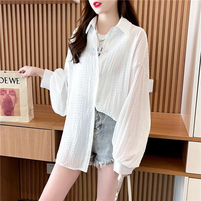 Casual Thin Solid Color Sun Protection Breathable Versatile Shirt