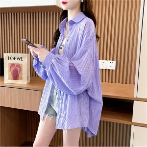 Casual Thin Solid Color Sun Protection Breathable Versatile Shirt