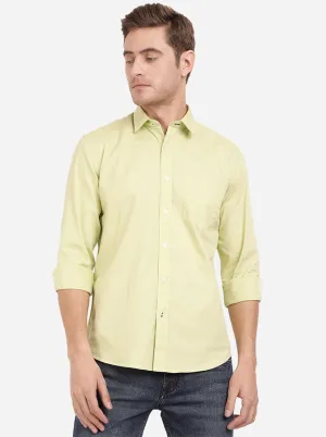 Celery Green Solid Slim Fit Casual Shirt | Greenfibre