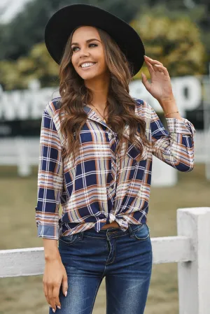 Chic Plaid Print Shirt with Pocket