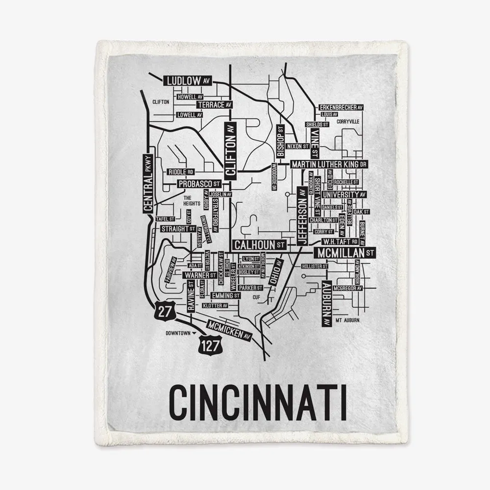 Cincinnati, Ohio Street Map Blanket Freshmen/Graduates Memorial Gifts