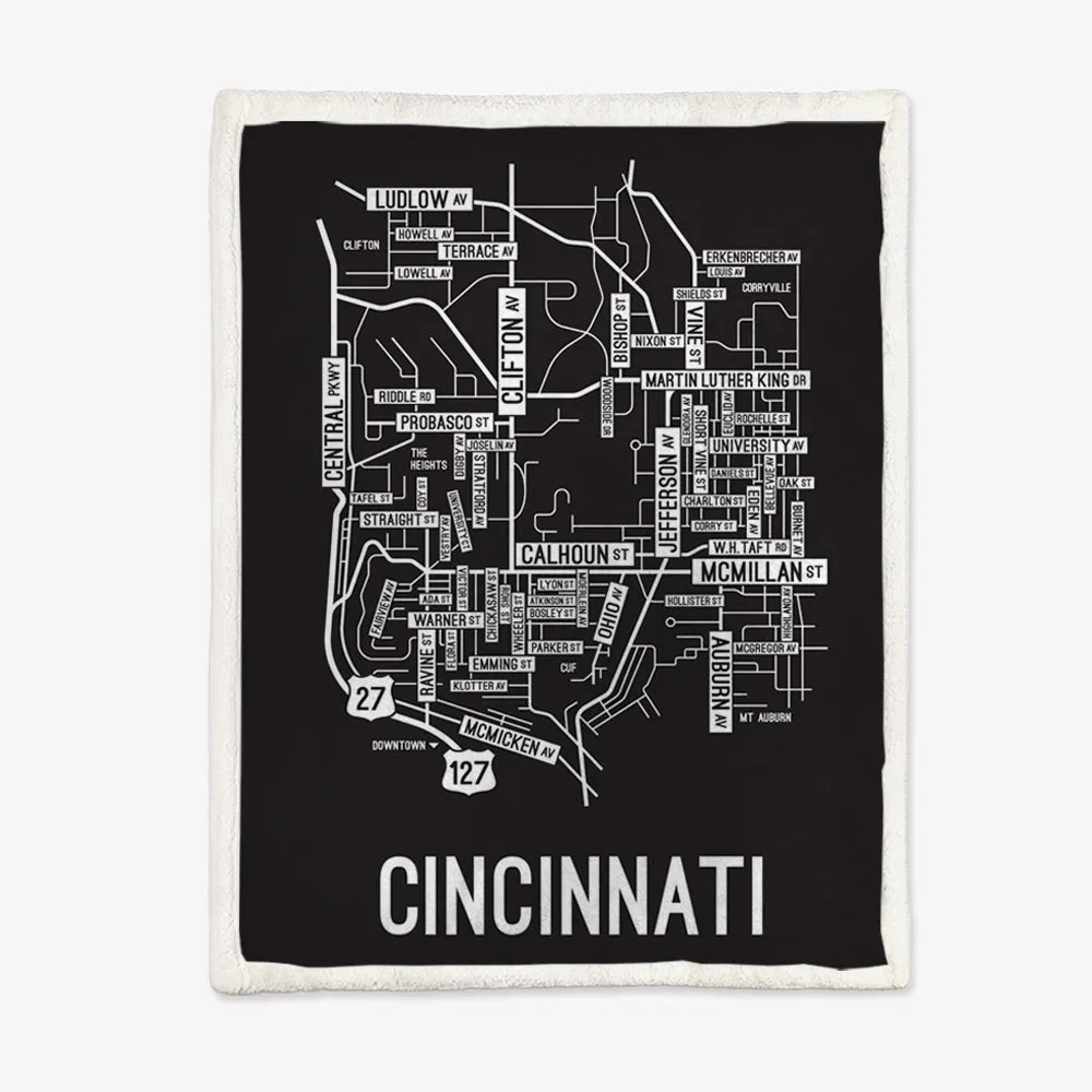 Cincinnati, Ohio Street Map Blanket Freshmen/Graduates Memorial Gifts