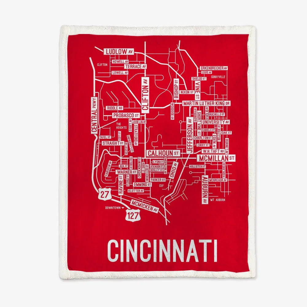 Cincinnati, Ohio Street Map Blanket Freshmen/Graduates Memorial Gifts