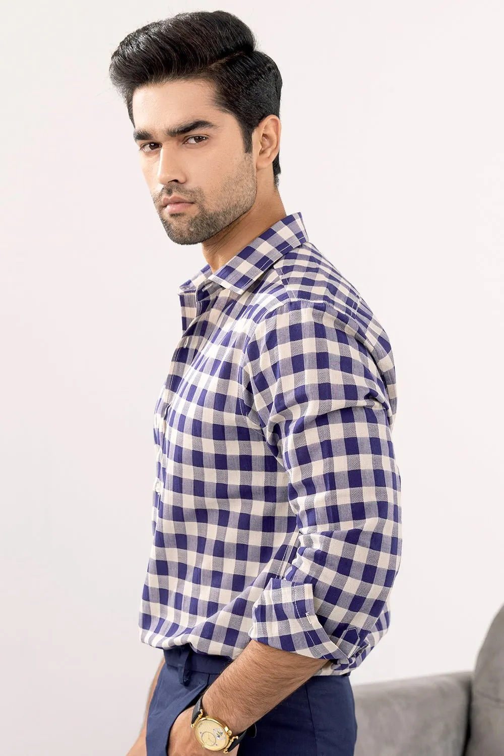 Classic Blue & White Checkered Shirt