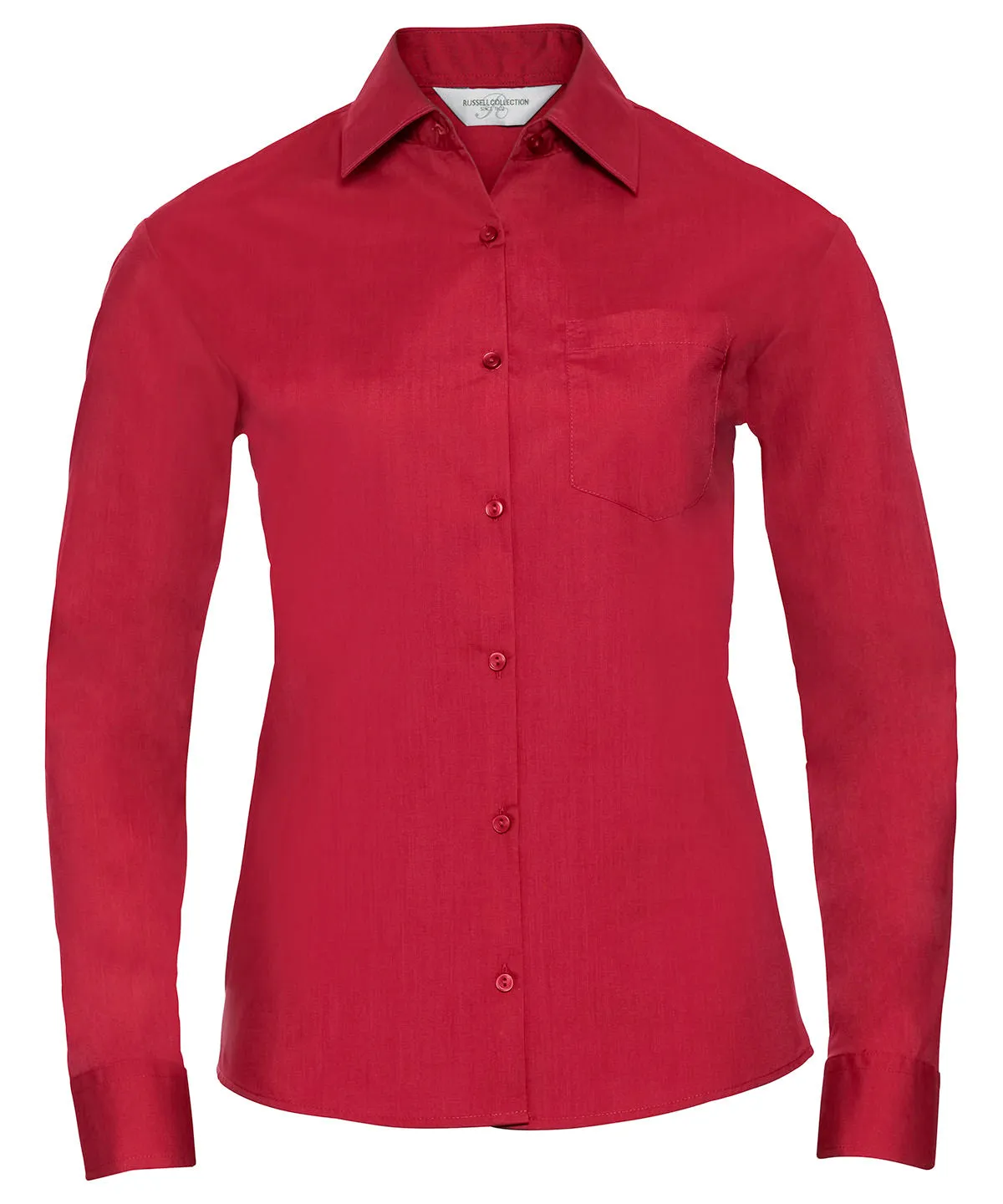 Classic Red - Women's long sleeve polycotton easycare poplin shirt