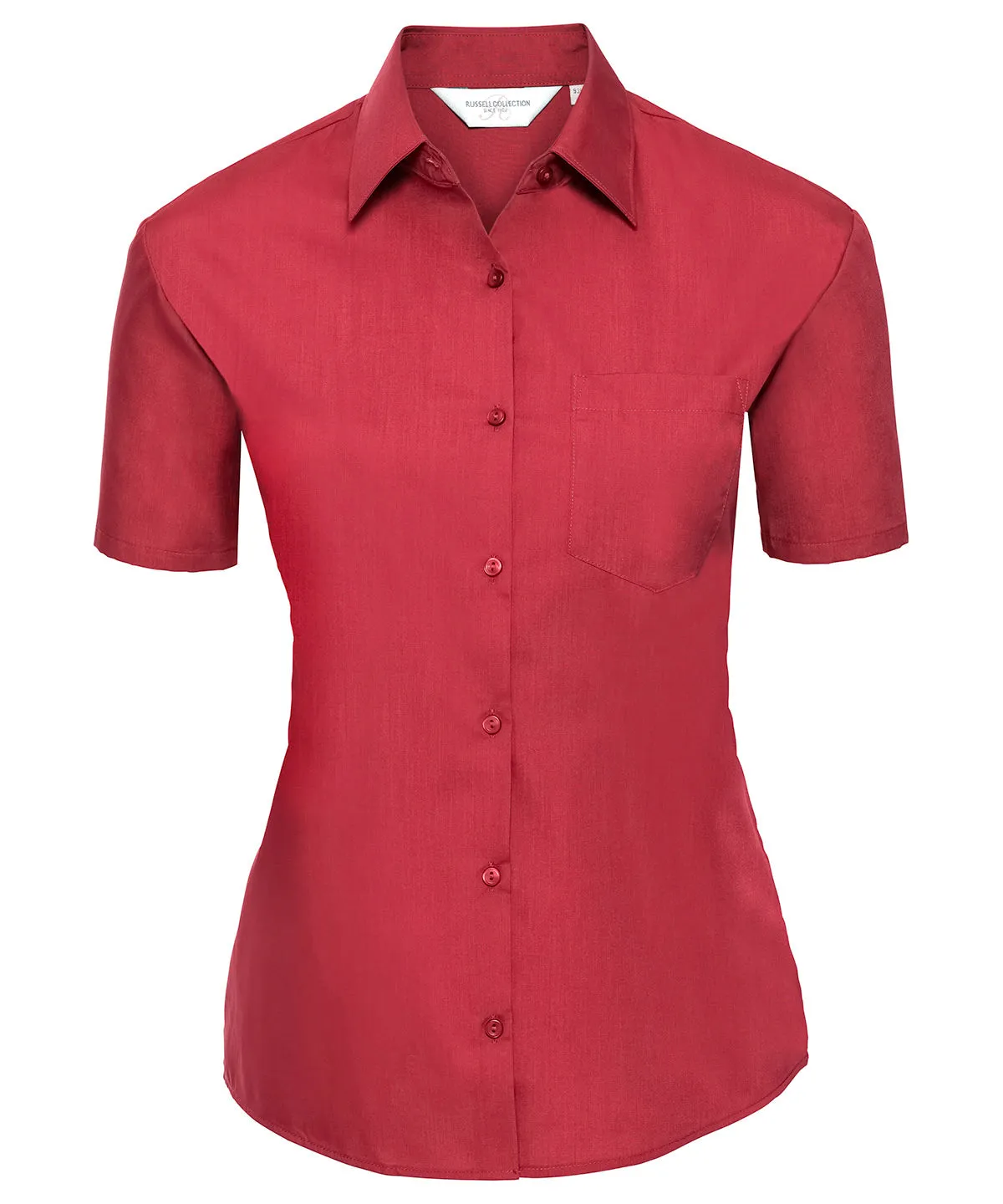 Classic Red - Women's short sleeve polycotton easycare poplin shirt