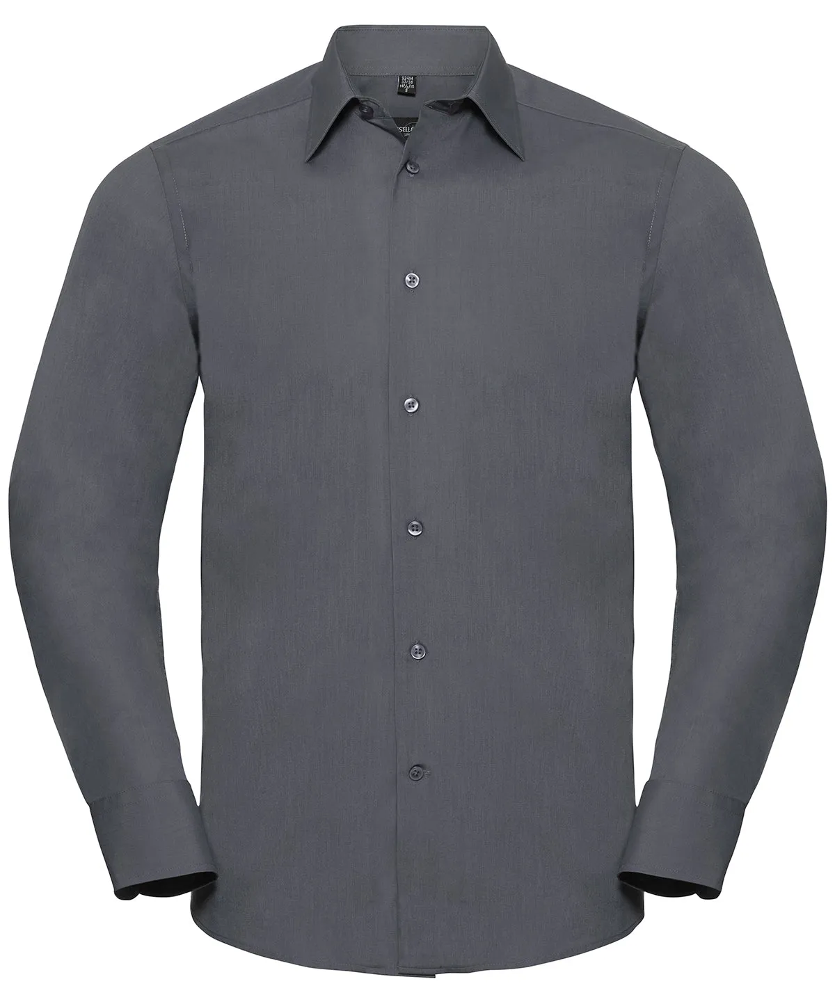 Convoy Grey - Long sleeve polycotton easycare fitted poplin shirt