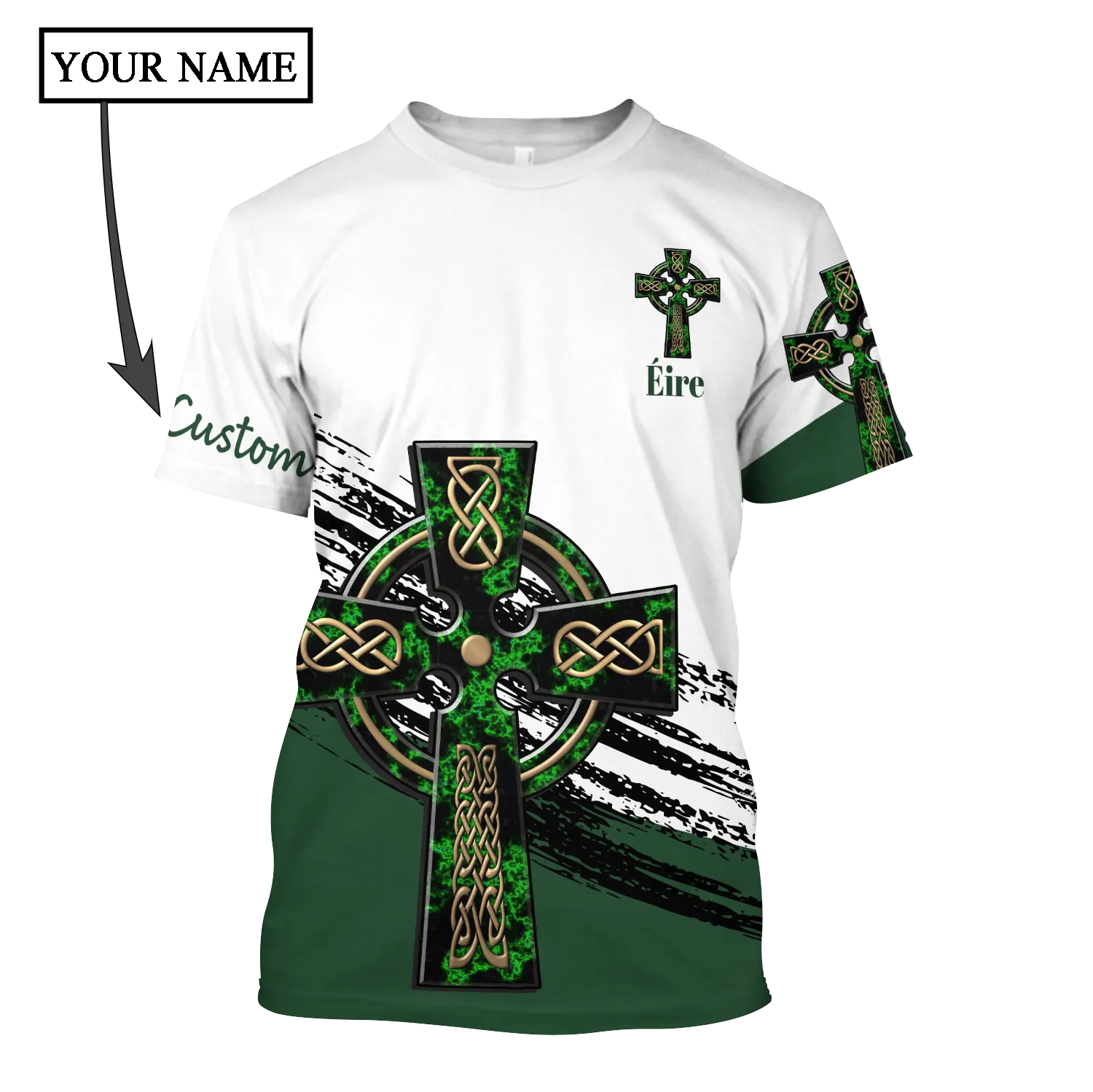 Cool Irish St. Patrick's Day Celtic Cross Shirt For Men and Women Custom Name, St. Patrick's Day 3D Hoodie Shirt