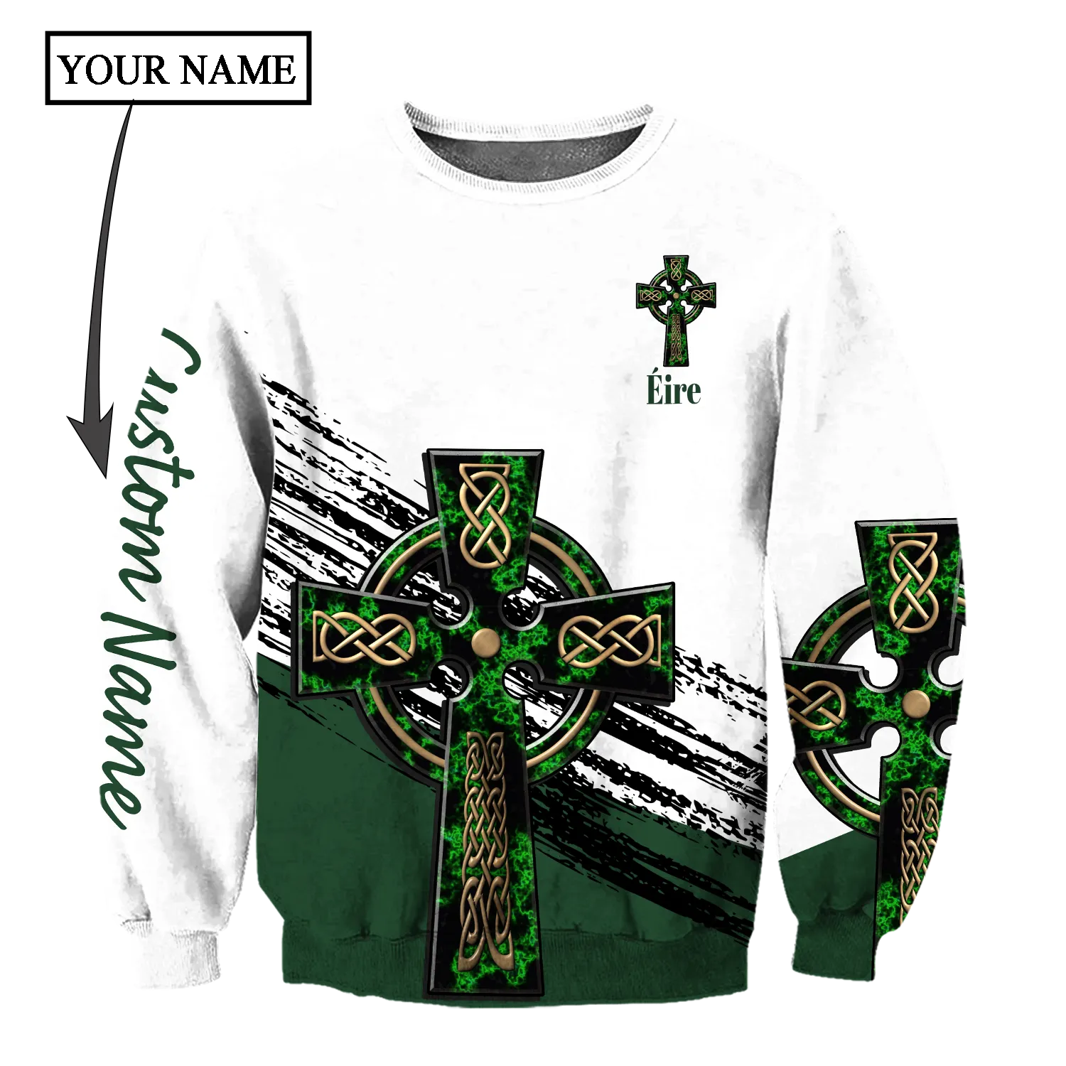 Cool Irish St. Patrick's Day Celtic Cross Shirt For Men and Women Custom Name, St. Patrick's Day 3D Hoodie Shirt