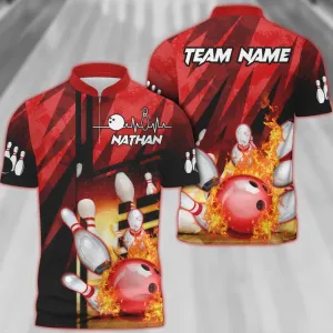 Coolspod Bowling And Pins Abstract Grunge Texture Multicolor Option Customized Name 3D Bowling Jersey Shirt