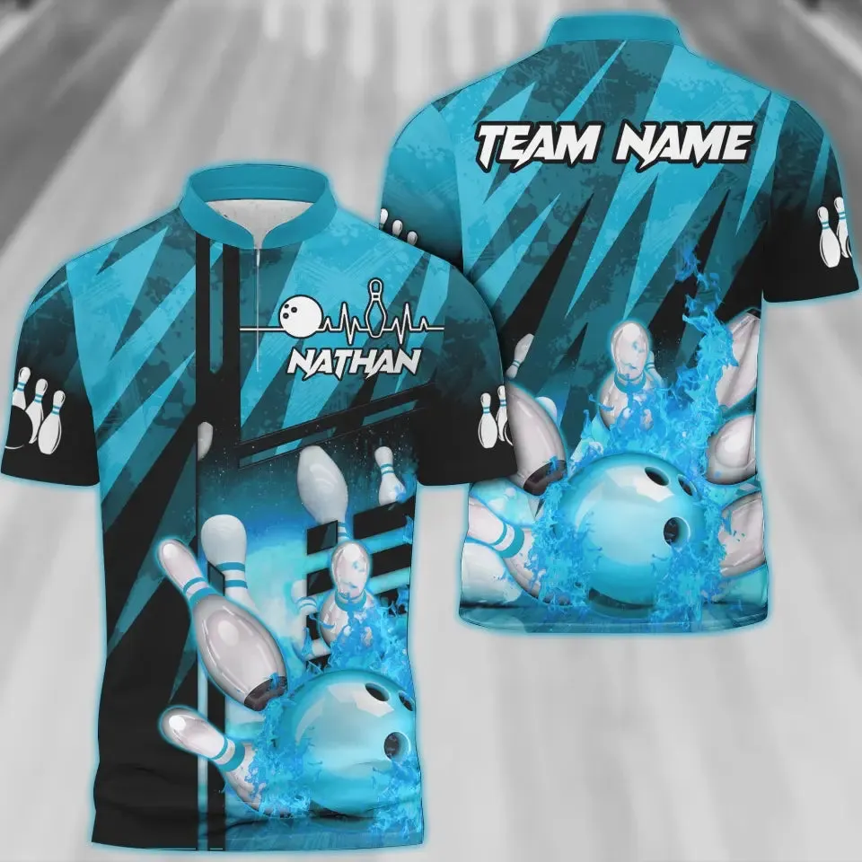 Coolspod Bowling And Pins Abstract Grunge Texture Multicolor Option Customized Name 3D Bowling Jersey Shirt