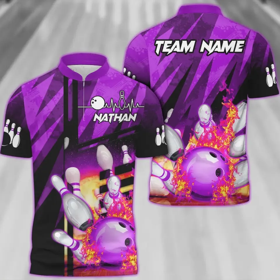 Coolspod Bowling And Pins Abstract Grunge Texture Multicolor Option Customized Name 3D Bowling Jersey Shirt