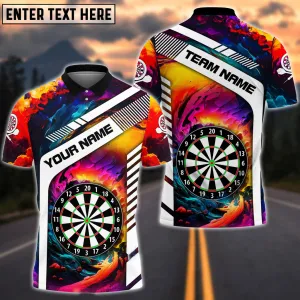 Coolspod Personalized Rainbow Background Dart Boart Polo Shirt, Perfect Shirt for Dart Lovers