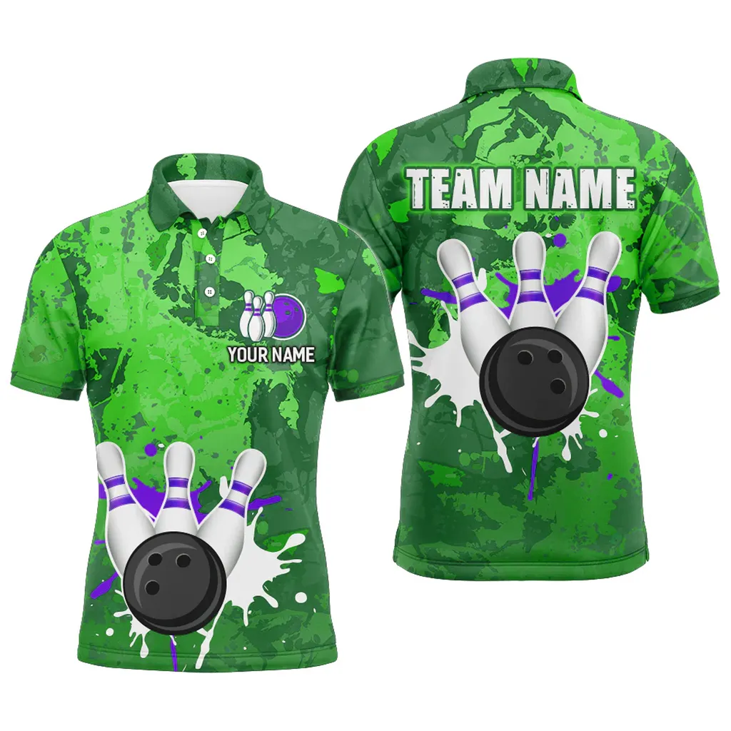 Coolspod Retro Bowling Water Milk Multicolor Option Polo Shirt, Customized Name 3D Bowling Shirt