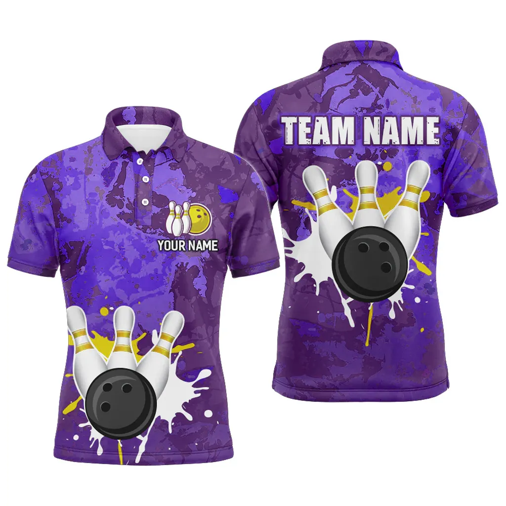 Coolspod Retro Bowling Water Milk Multicolor Option Polo Shirt, Customized Name 3D Bowling Shirt