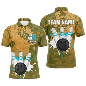 Coolspod Retro Bowling Water Milk Multicolor Option Polo Shirt, Customized Name 3D Bowling Shirt