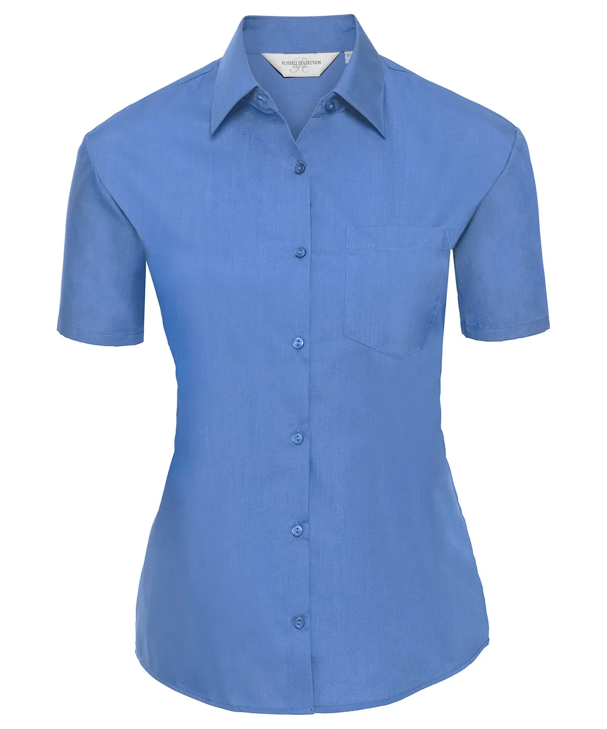 Corporate Blue - Women's short sleeve polycotton easycare poplin shirt