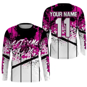 Custom Motocross Jersey Motox Extreme Dirt Road UV Protective Pink Dirt Bike 3D Long Sleeve Shirt