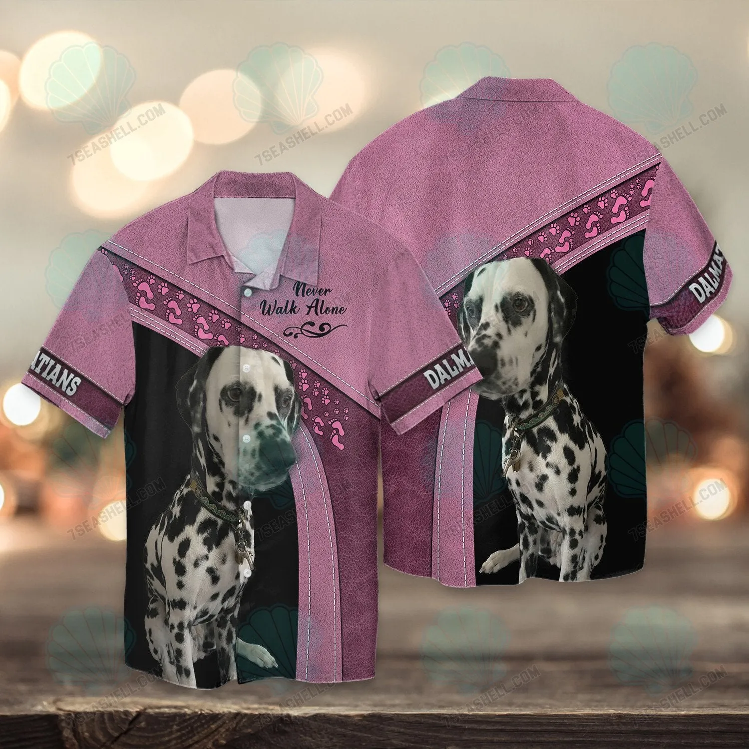 Dalmatians Pink Never Walk Alone 3D Full Print Shirts, Christmas Shirt for Dog Lovers