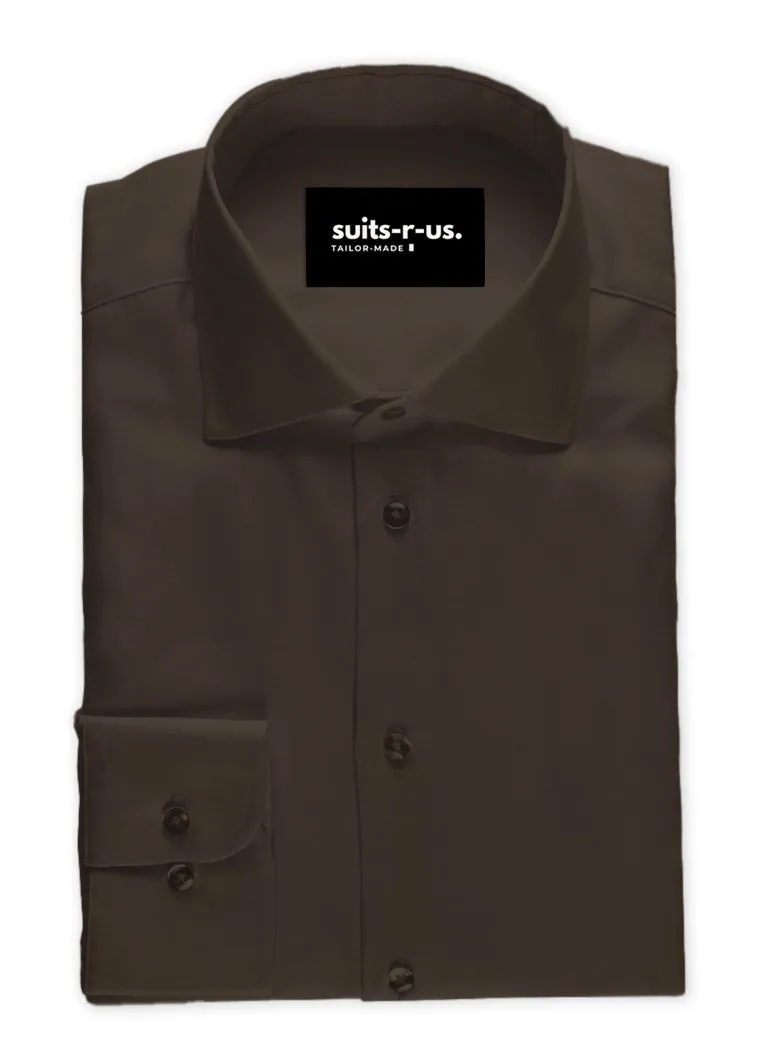 Dark Brown Poplin Shirt