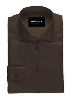 Dark Brown Poplin Shirt