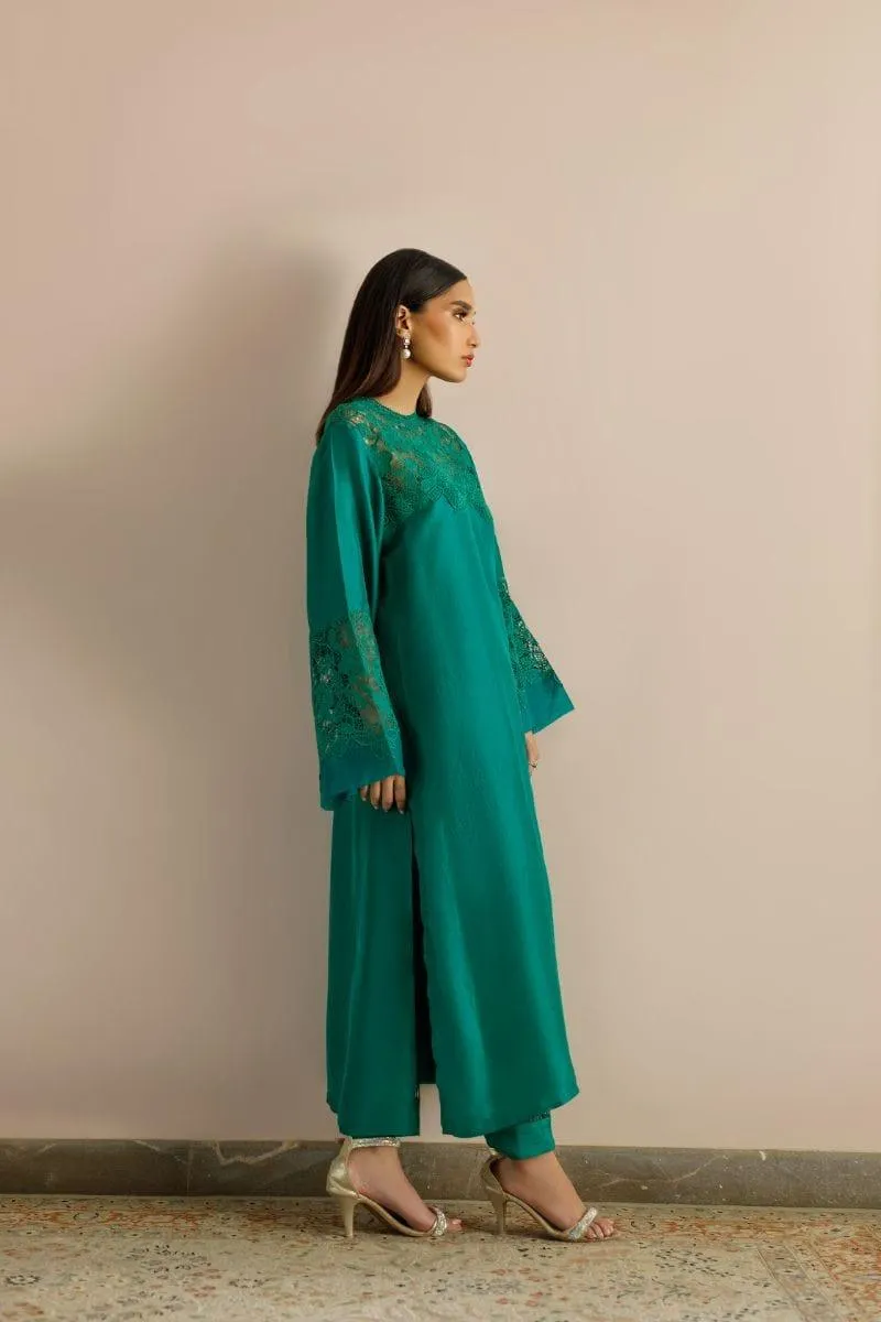 Deepak Perwani - Kut266 - Luxe Green - Raw Silk - 2 Piece