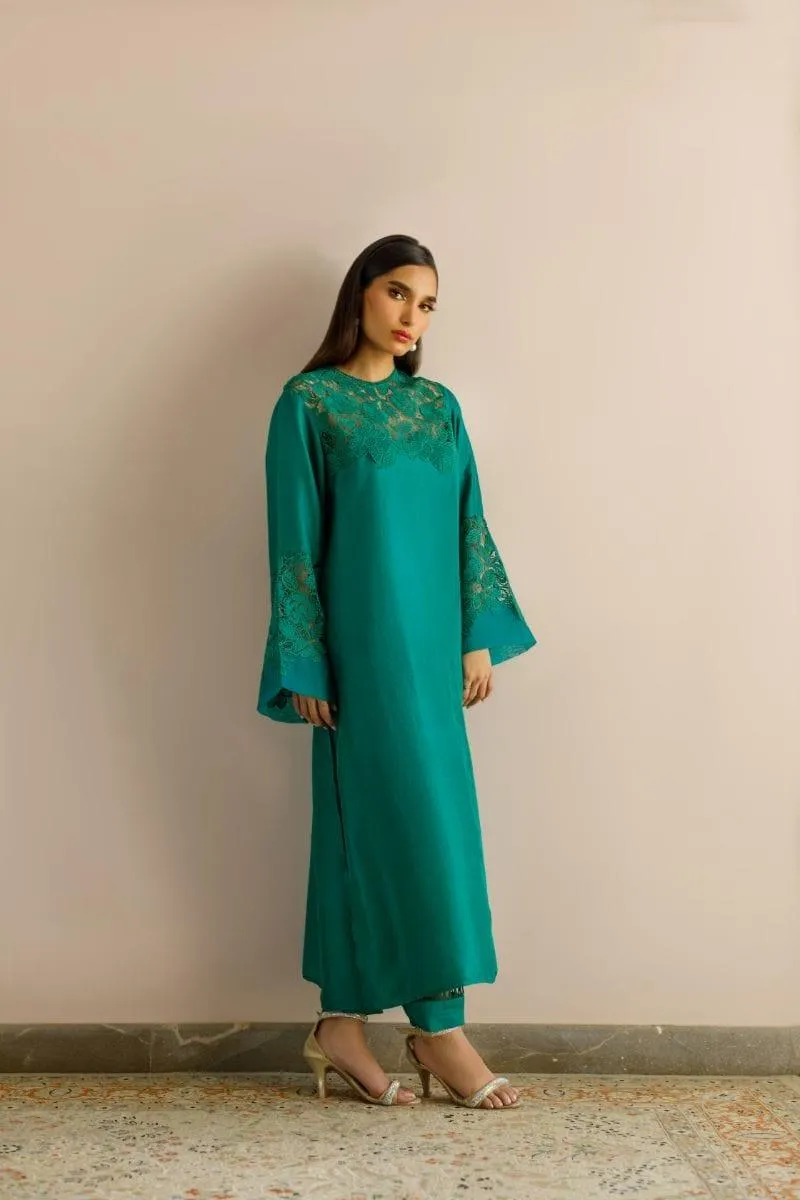 Deepak Perwani - Kut266 - Luxe Green - Raw Silk - 2 Piece