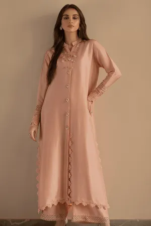 Deepak Perwani - Salmon Pink Raw Silk Co-ord Set