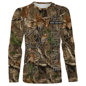 Deer Hunting Tree Camo Customize Name 3D Long Sleeve Shirts Personalized Hunting Gifts