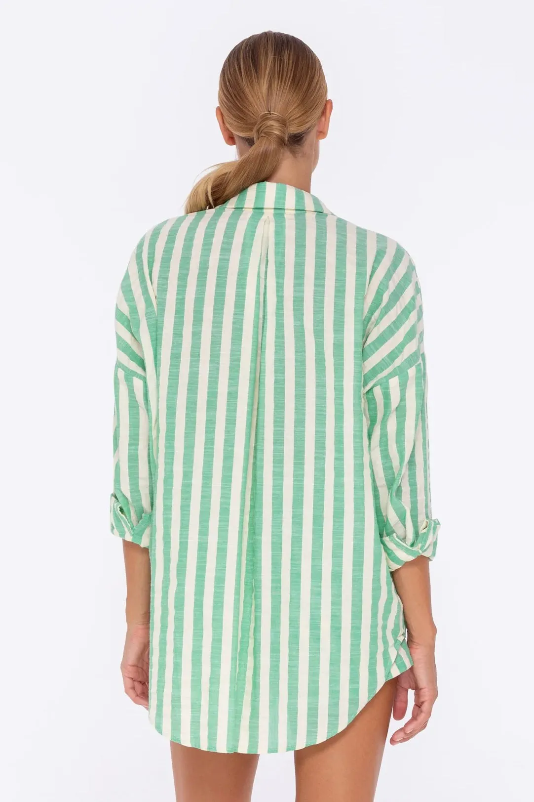 Defiant Island Green Ivory Stripe Shirt