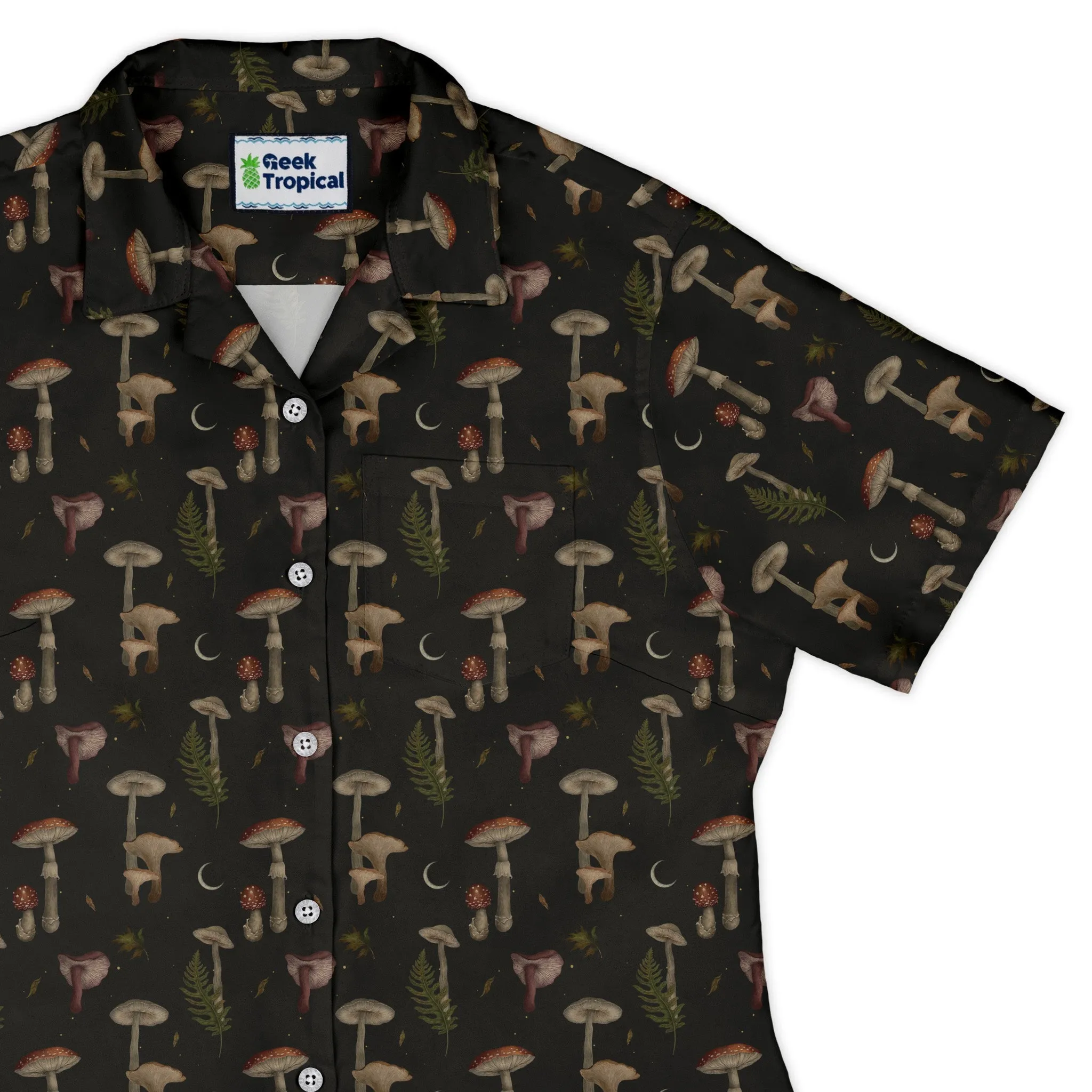 Episodic Autumn Mushrooms Space Curvy Button Up Shirt