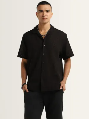 ETA Black Knitted Relaxed Fit Shirt