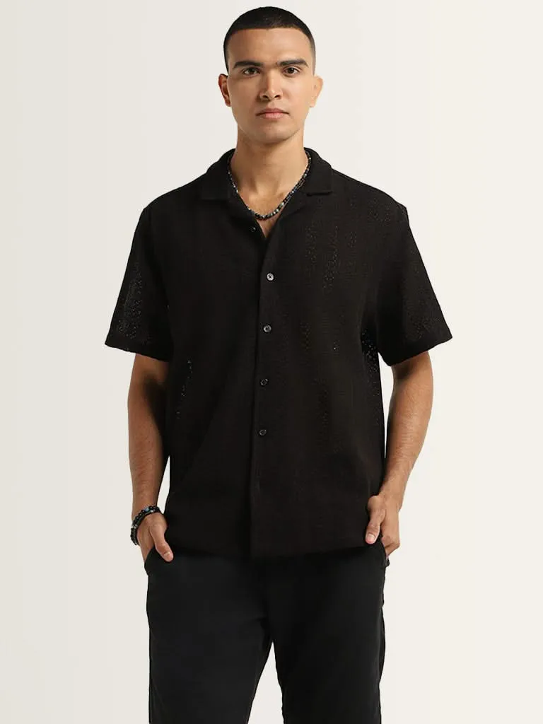 ETA Black Knitted Relaxed Fit Shirt